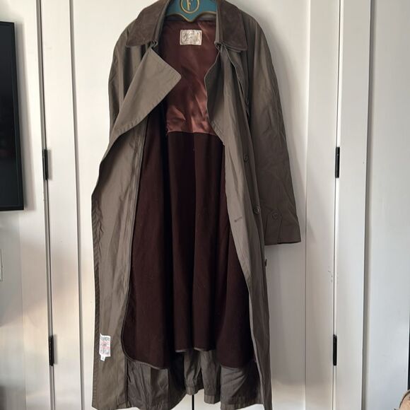 Vintage Harbor Light Mens Trench Coat with Wool Liner and Suede Collar - 52L - Picture 5 of 6